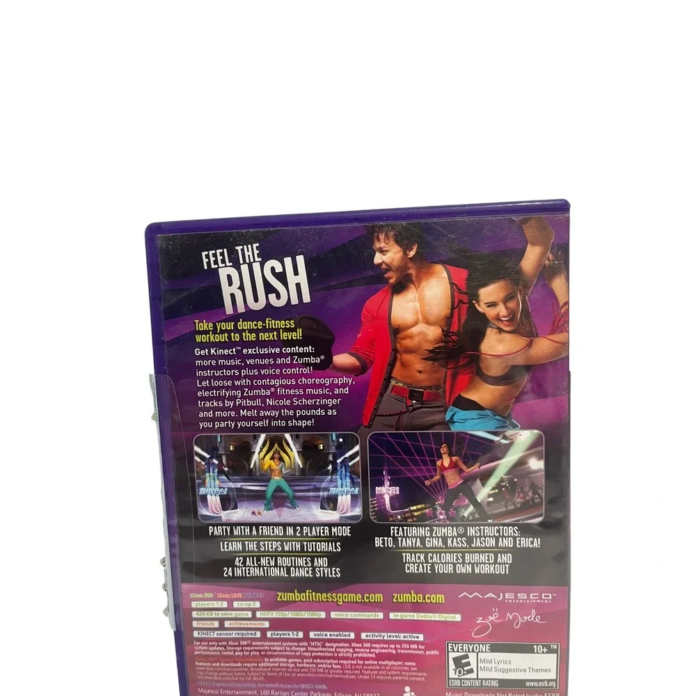 Zumba Fitness Rush Xbox 360 Kinect Game Majesco NTSC Exercise Dance Workout 2012